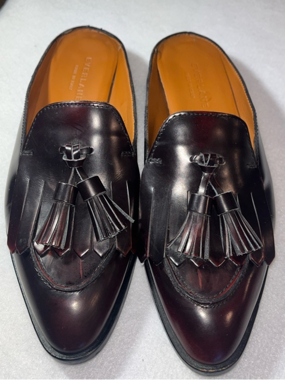 Everlane The Modern Tassel Loafer Mule Oxblood Burgundy Leather 7.5
